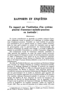 Un rapport sur l'institution d'un système général d'assurance-maladie-pensions en Australie