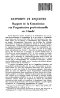 Rapport de la Commission sur l'organisation professionnelle en Irlande