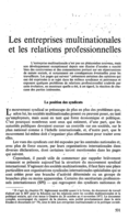 Les entreprises multinationales et les relations professionnelles