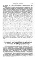 Un rapport sur la politique des migrations à l'intérieur de l'Empire Britannique
