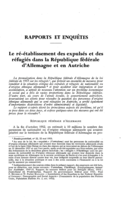 Le ré-établissement des expulsés et des réfugiés dans la République fédérale d'Allemagne et en Autriche