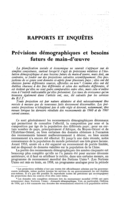 Prévisions démographiques et besoins futurs de main-d'oeuvre