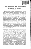 Le plan quinquennal et la politique russe du marché du travail