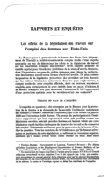 Les effets de la législation du travail sur l'emploi des femnnes aux Etats-Unis