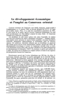 Le développement économique et l'emploi au Cameroun oriental