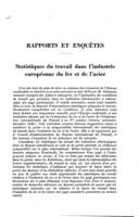 Statistiques du travail dans l'industrie européenne du fer et de l'acier