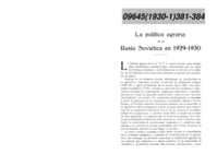 La politica agraria de la Rusia Sovietica en 1929-1930