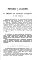 La admisión de estudiantes extranjeros en un empleo