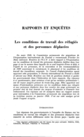 Les conditions de travail des réfugiés et des personnes déplacées