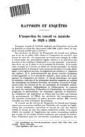 L'inspection du travail en Autriche de 1929 à 1933