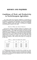 Conditions of work and productivity in north-european agriculture