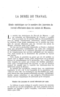 Etude statistique sur le nombre des journées de travail effectuées dans les usines de Moscou