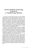 Practical methods of increasing productivity in manufacturing industries