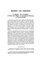 An enquiry into conditions of work and wages of agricultural workers in Czechoslovakia