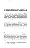 Las misiones de productividad de la OIT en los países insuficientemente desarrollados: I