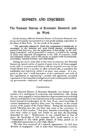 The National Bureau of Economic research and its work