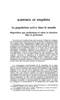 La population active dans le monde: répartition par professions et selon la situation dans la profession