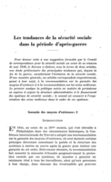 Les tendances de la sécurité sociale dans la période d'après-guerre: I, Garantie des moyens d'existence