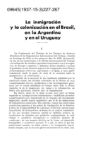 La inmigración y la colonización en el Brasil, en la Argentina y en el Urugay: I