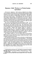 Migratory child workers in Pennsylvanian agriculture