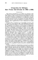 L'inspection des fabriques dans l'Union Sud-Africaine de 1932 à 1936