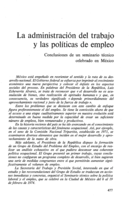 La administración del trabajo y las políticas de empleo: conclusiones de un seminario técnico celebrado en México