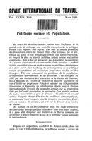Politique sociale et population