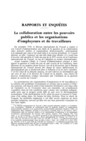 La collaboration entre les pouvoirs publics et les organisations d'employeurs et de travailleurs