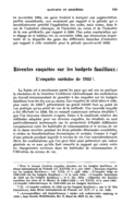 Récentes enquêtes sur les budgets familiaux: l'enquête suédoise de 1933
