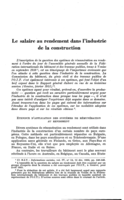 Le salaire au rendement dans l'industrie de la construction