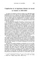 L'application de la législation fédérale du travail au Canada en 1922-1923