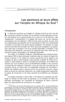 Les sanctions et leurs effets sur l'emploi en Afrique du Sud