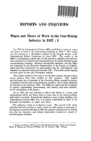 Wages and hours of work in the coal-mining industry in 1927: I