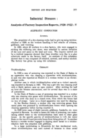 Industrial diseases: analysis of factory inspection reports, 1920-1922. V
