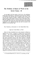 The problem of hours of work in the Soviet Union: II