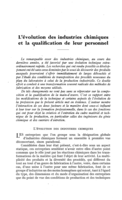 L'évolution des industries chimiques et la qualification de leur personnel