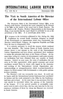 The visit to South America of the Director of the International Labour Office