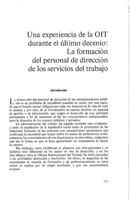 Una experiencia de la OIT durante el último decenio: la formación del personal de dirección de los servicios del trabajo