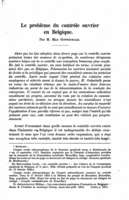 Le problème du contrôle ouvrier en Belgique