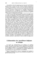 L'alimentation des travailleurs indigènes en Afrique