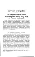 La compensation des offres et demandes d'emploi entre pays de l'Europe occidentale