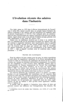 L'évolution récente des salaires dans l'industrie