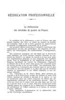 La rééducation des invalides de guerre en France