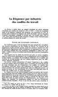 La fréquence par industrie des conflits du travail