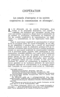 Les conseils d'entreprise et les sociétés coopératives de consommation en Allemagne