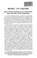 Hours of work and wages in the United States under the codes of fair competition