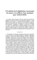 L'évolution de la législation concernant les jeunes travailleurs dans quelques pays industrialisés