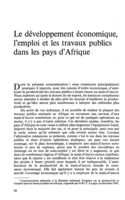 Le développement économique, l'emploi et les travaux publics dans les pays d'Afrique