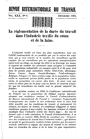 La réglementation de la durée du travail dans l'industrie textile du coton et de la laine