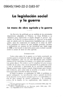 La legislación social y la guerra: la mano de obra agricola y la guerra